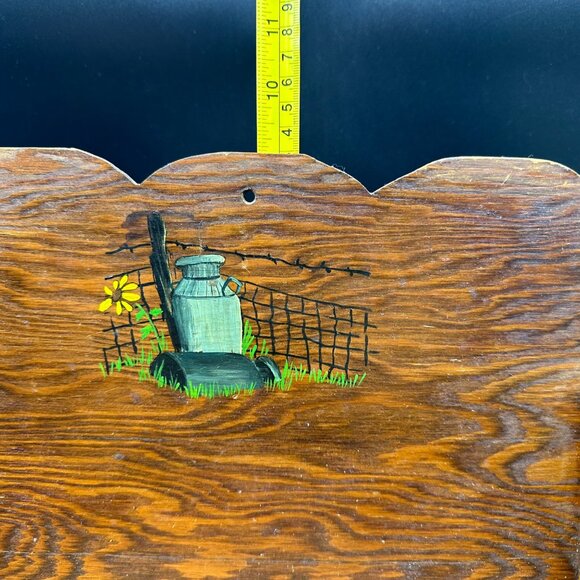 Vintage Wooden Wall Shelf Hanging Hand Painted Farm Daisy Rustic Handmade - Picture 13 of 14